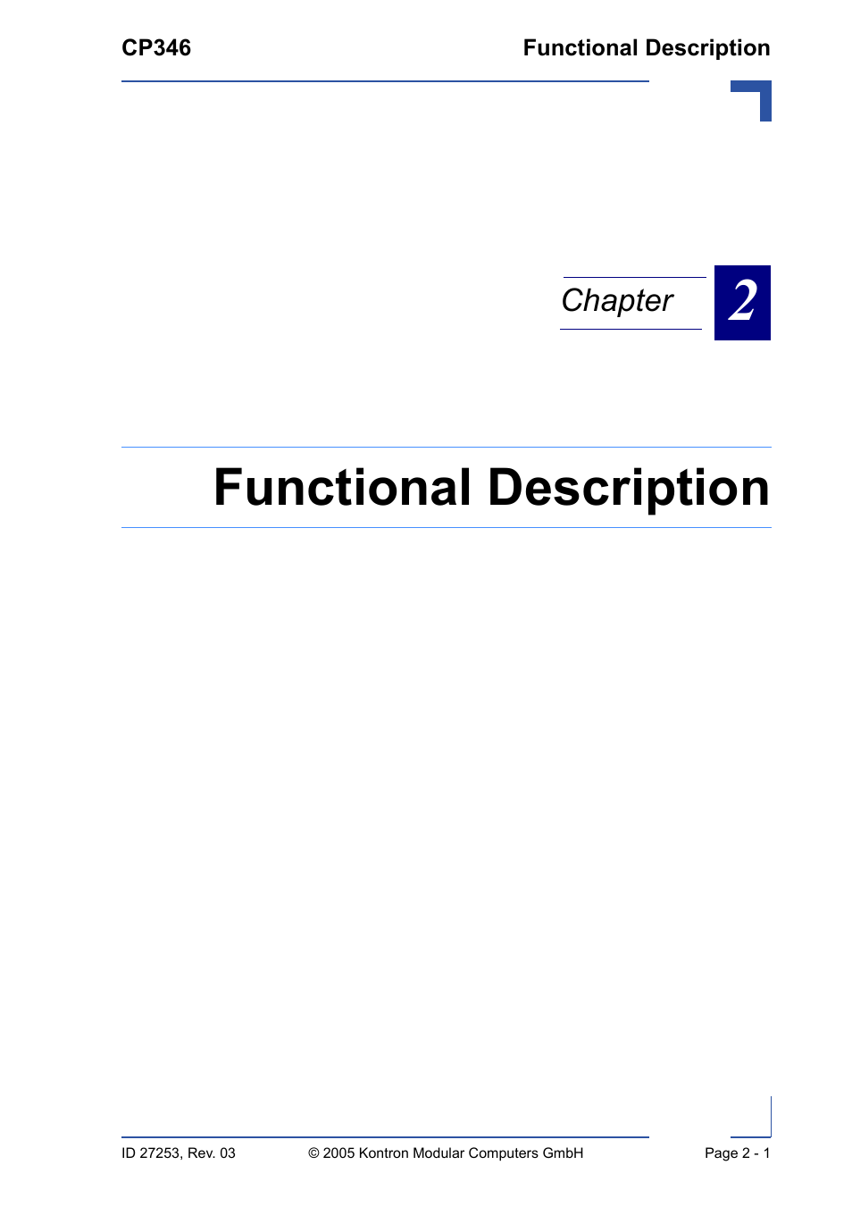 Functional description | Kontron CP346 User Manual | Page 29 / 72