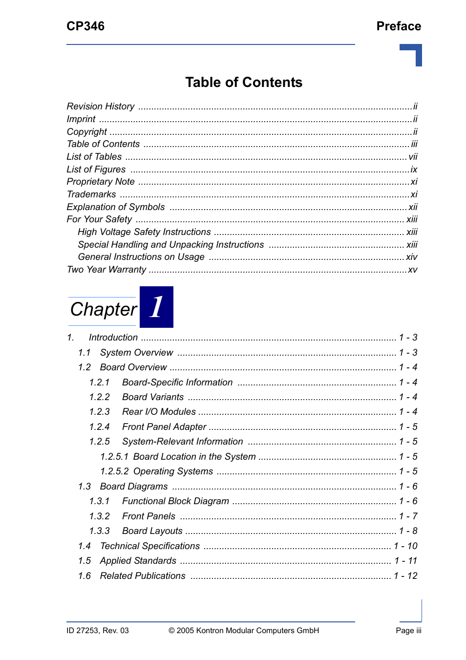 Kontron CP346 User Manual | Page 3 / 72