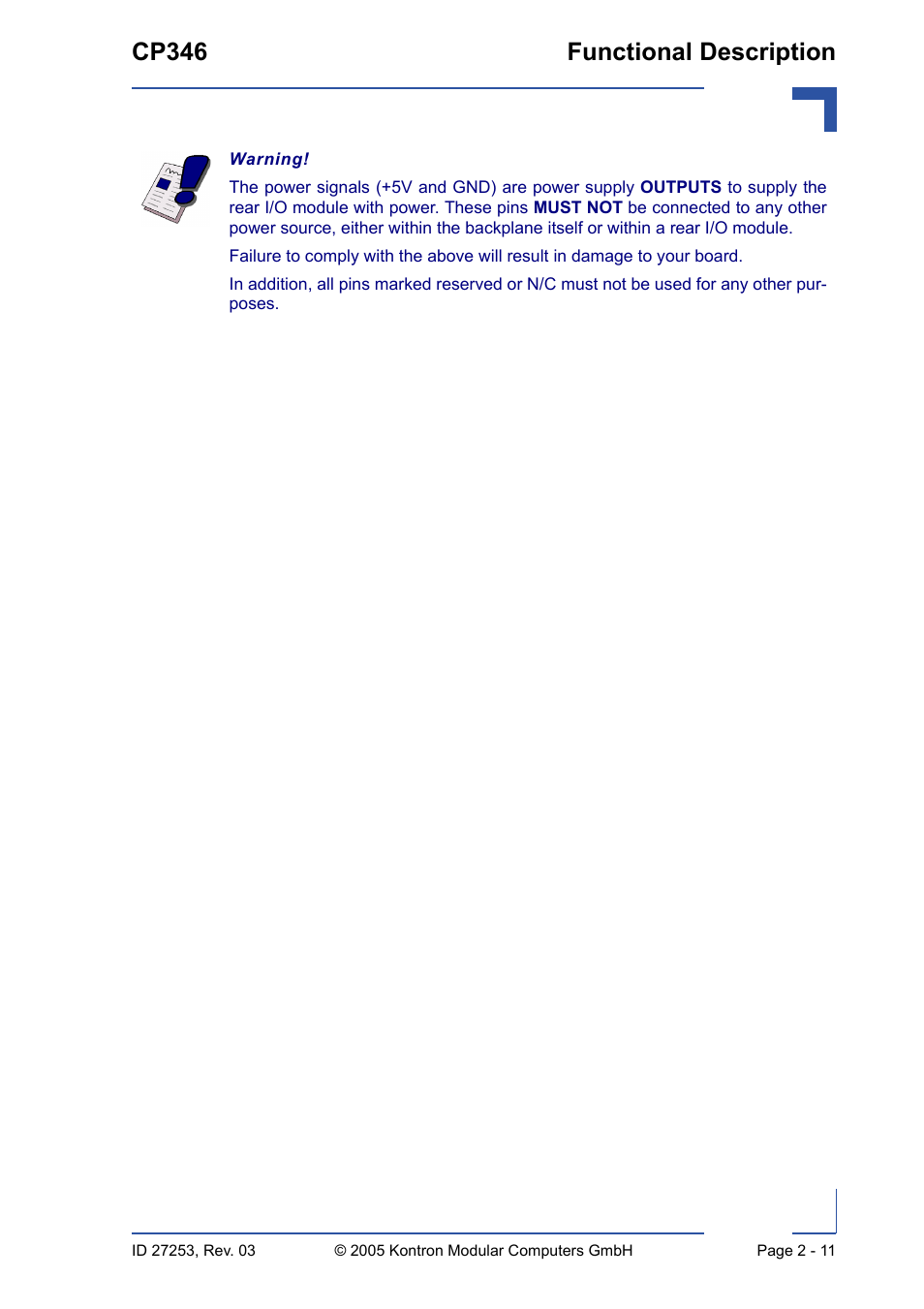 Cp346 functional description | Kontron CP346 User Manual | Page 39 / 72