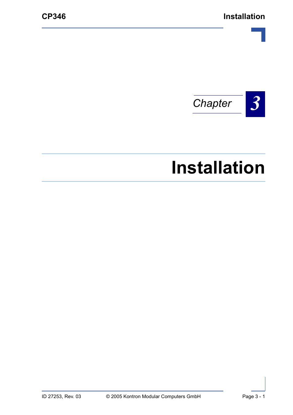 Installation | Kontron CP346 User Manual | Page 41 / 72