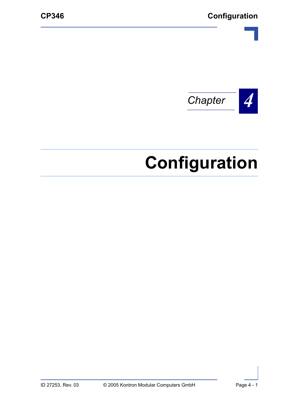 Configuration | Kontron CP346 User Manual | Page 49 / 72