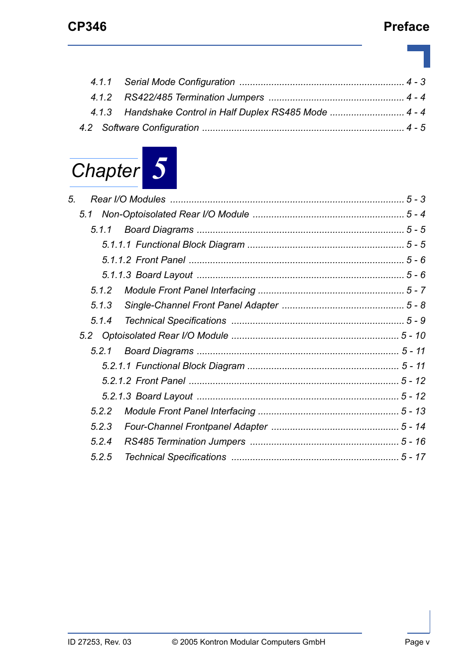 Chapter, Cp346 preface | Kontron CP346 User Manual | Page 5 / 72