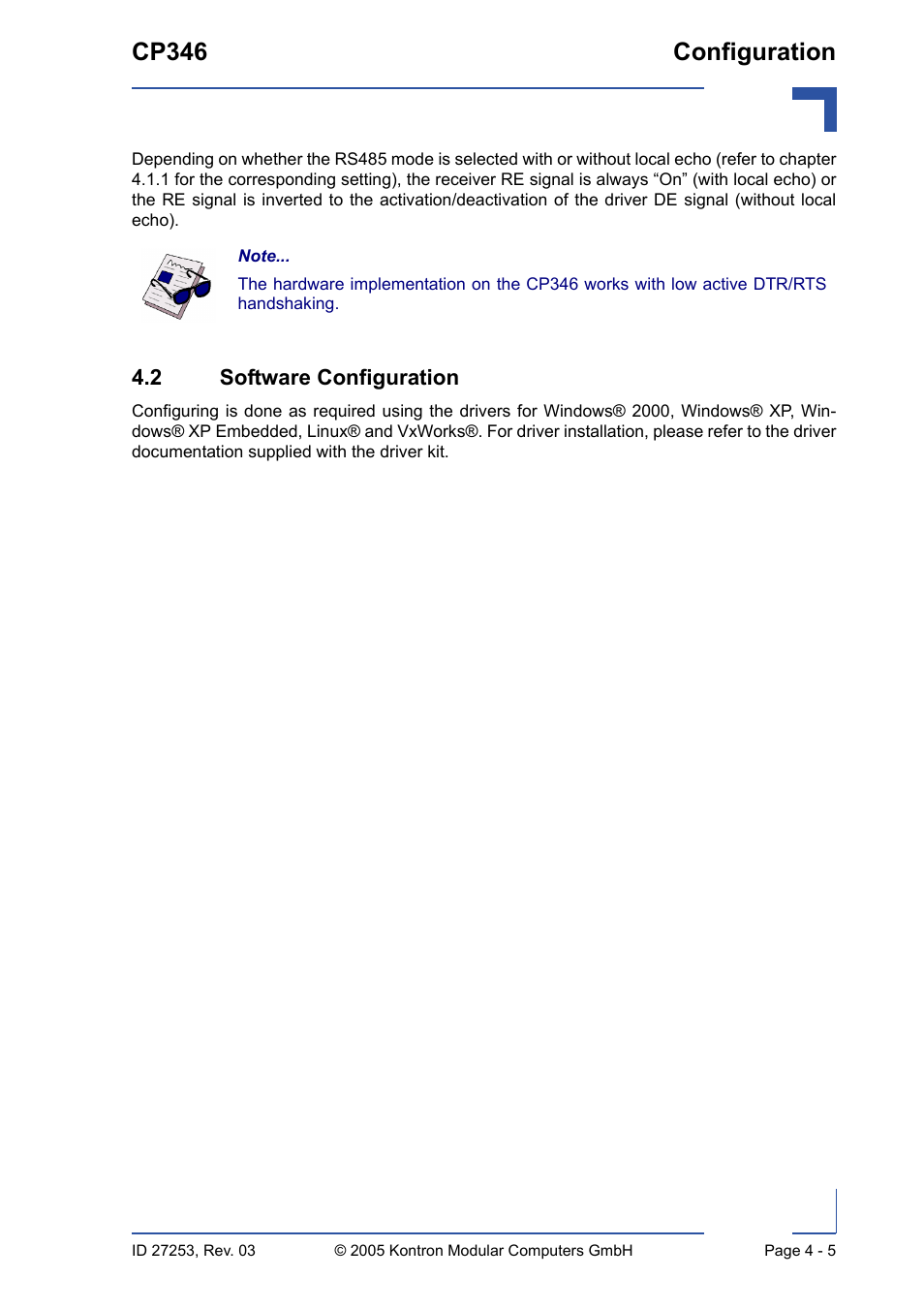 2 software configuration, 2 software configuration - 5, Cp346 configuration | Kontron CP346 User Manual | Page 53 / 72