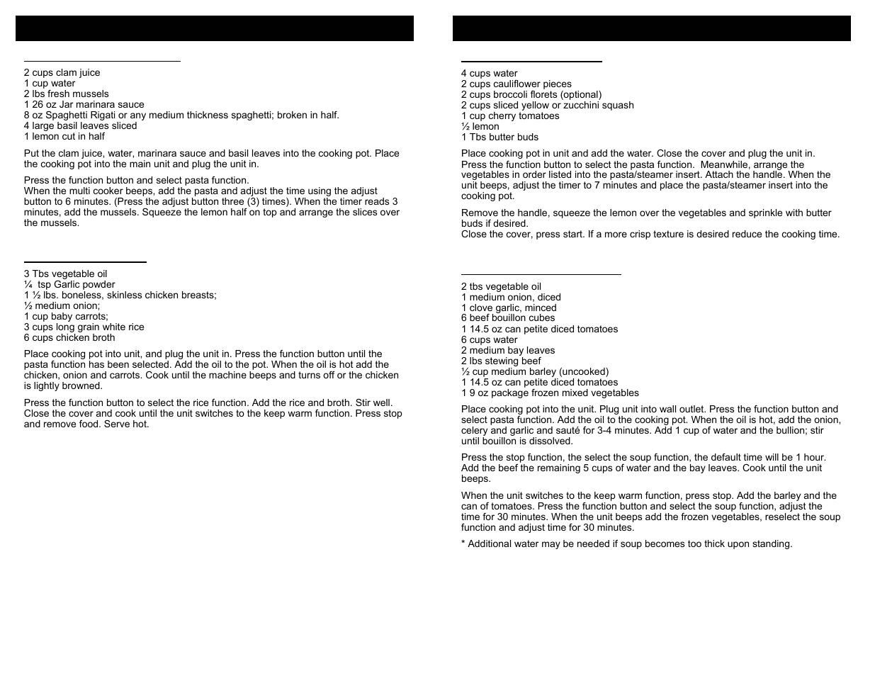 Recipes | Bravetti PLATINUM PRO MC665H User Manual | Page 7 / 10
