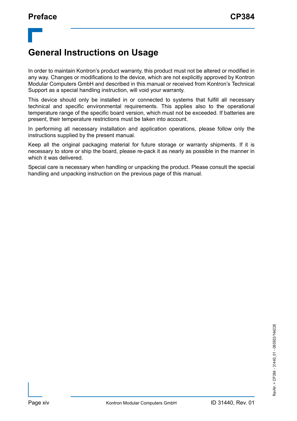 General instructions on usage, Preface cp384 | Kontron CP384 User Manual | Page 14 / 66