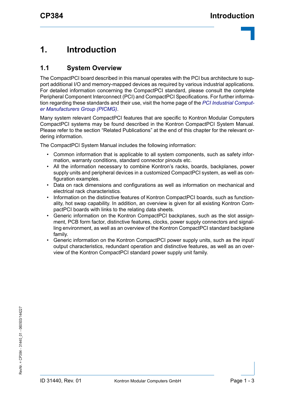 Introduction, 1 system overview, Introduction - 3 | 1 system overview - 3, Introduction cp384 | Kontron CP384 User Manual | Page 19 / 66