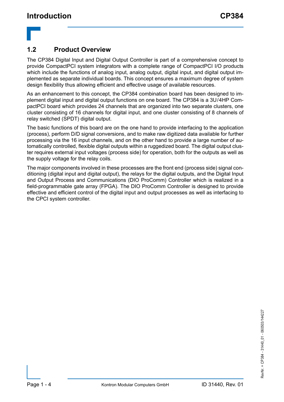 2 product overview, 2 product overview - 4, Introduction cp384 | Kontron CP384 User Manual | Page 20 / 66