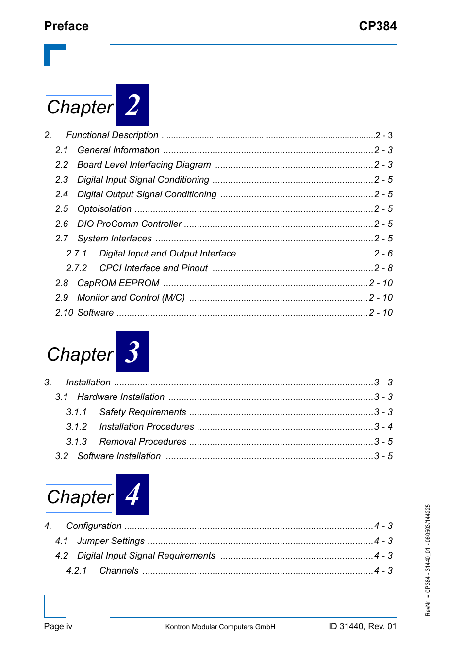 Chapter | Kontron CP384 User Manual | Page 4 / 66