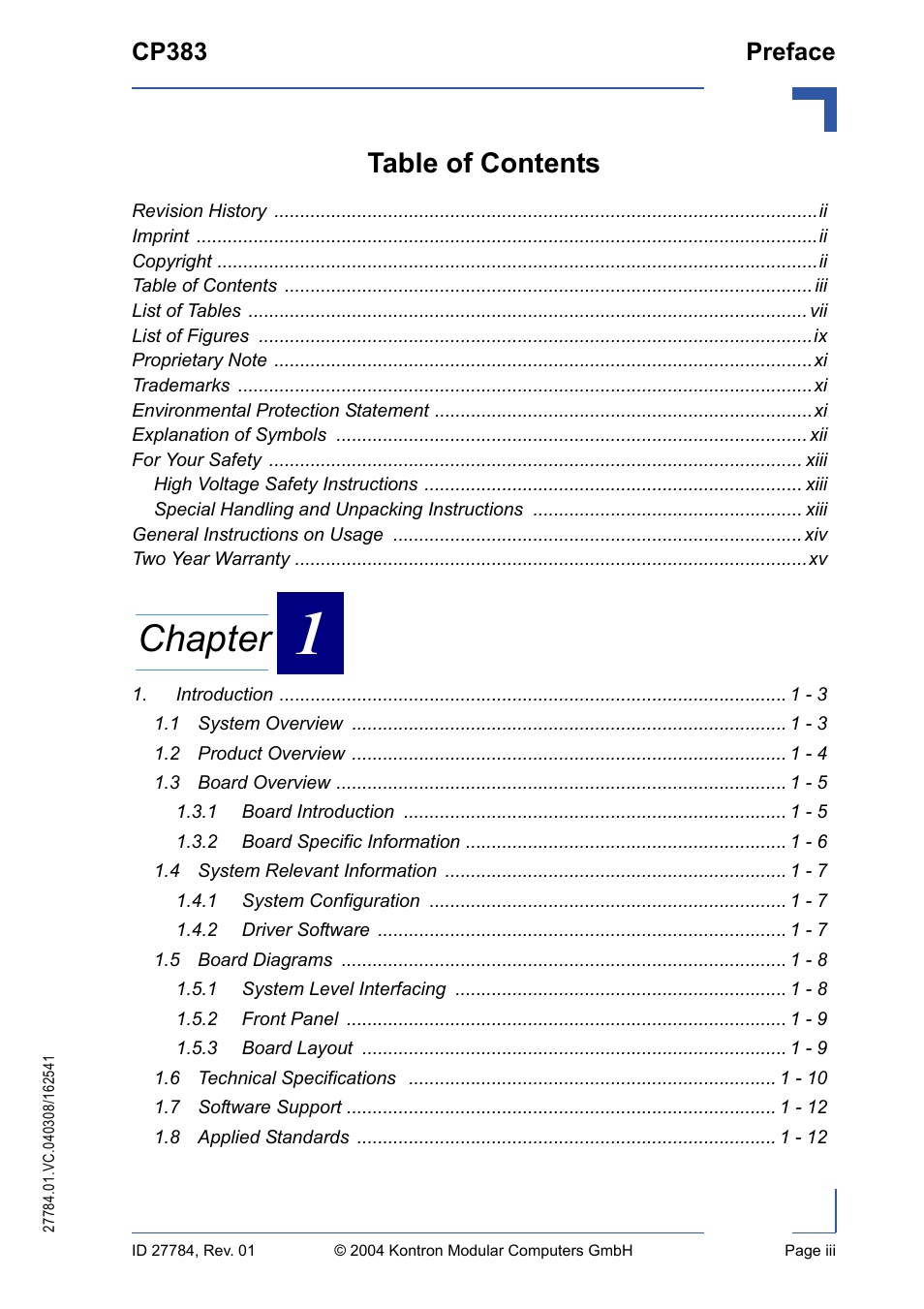Kontron CP383 User Manual | Page 3 / 74