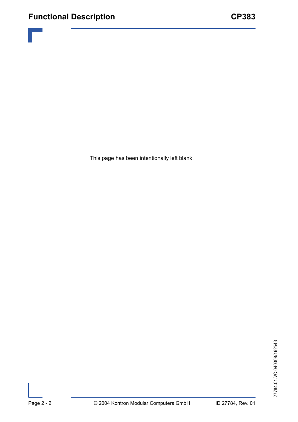 Functional description cp383 | Kontron CP383 User Manual | Page 32 / 74