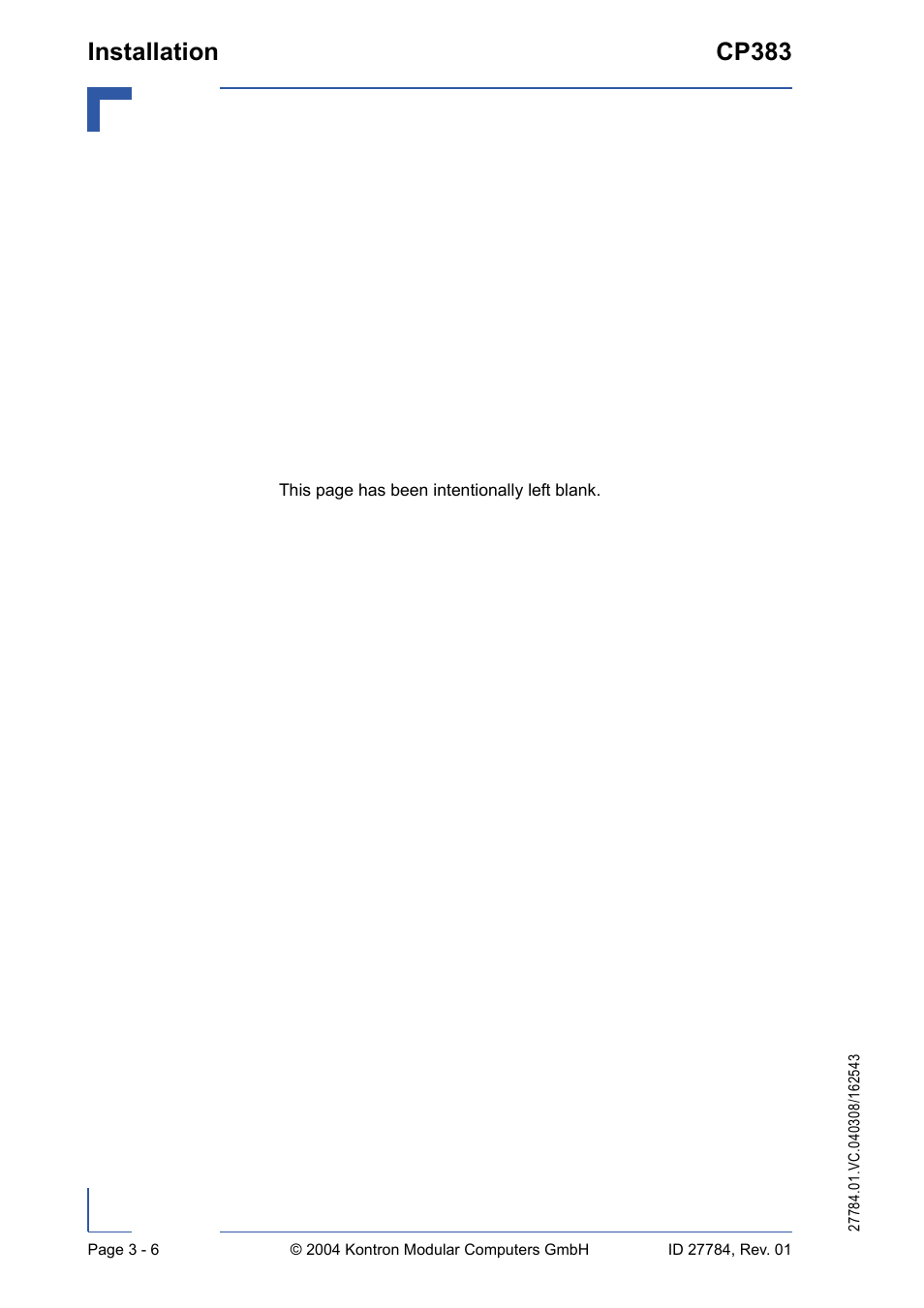 Installation cp383 | Kontron CP383 User Manual | Page 46 / 74
