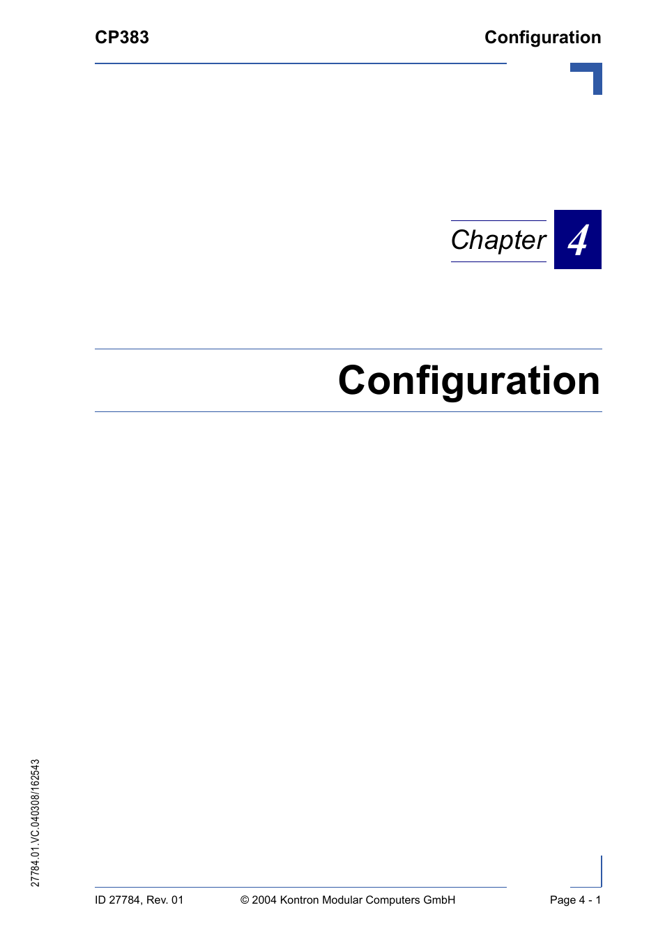 Configuration, Chapter | Kontron CP383 User Manual | Page 47 / 74