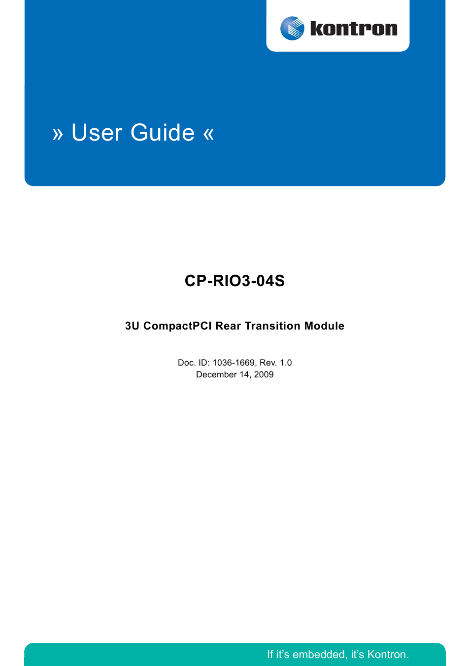 Kontron CP-RIO3-04S User Manual | 38 pages