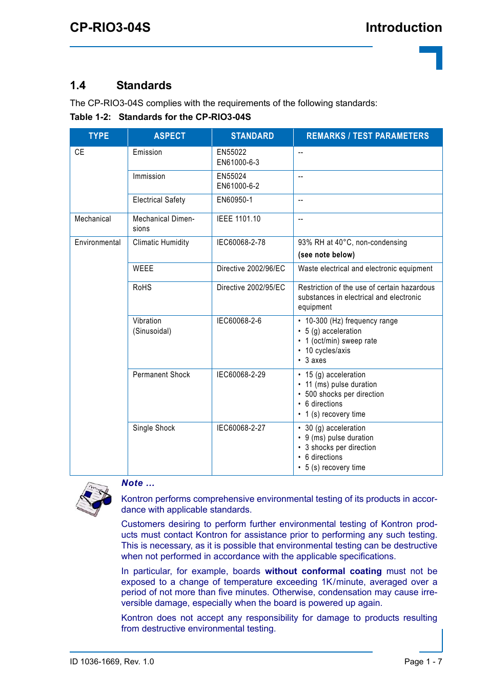 4 standards, 4 standards - 7, Cp-rio3-04s introduction | Kontron CP-RIO3-04S User Manual | Page 19 / 38