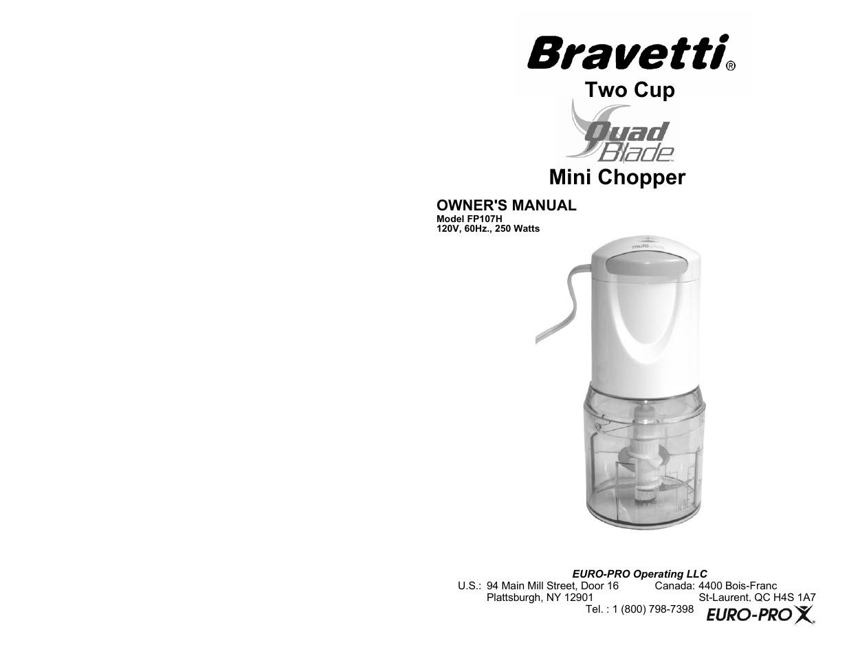 Bravetti QUAD BLADE FP107H User Manual | 4 pages