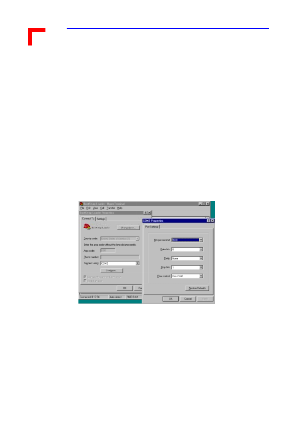 10 isagraf start flag, 11 example using hyperterminal from windows 95, Bootstrap loader | Or windows nt | Kontron Bootstrap Loader User Manual | Page 12 / 24