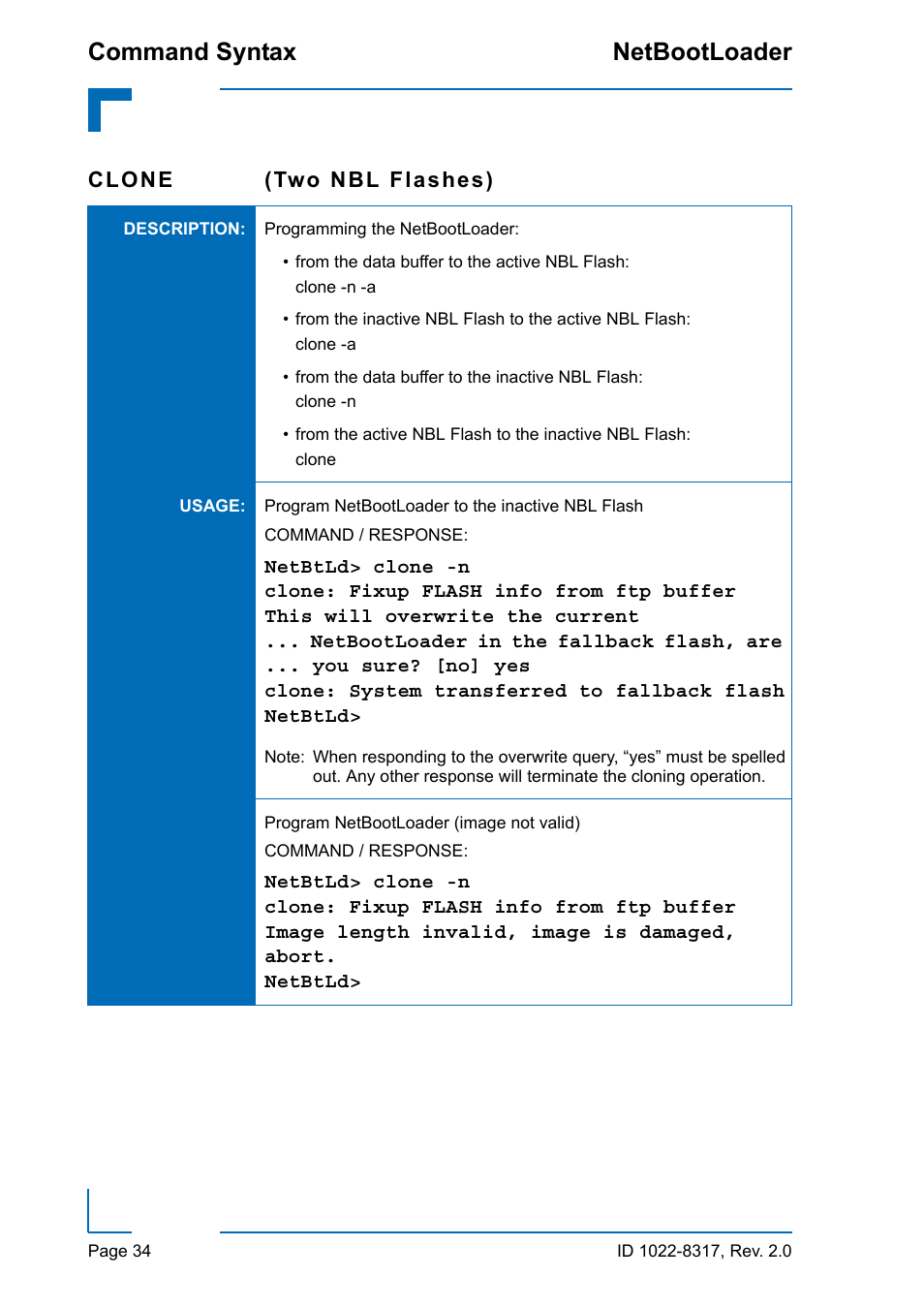Command syntax netbootloader | Kontron NetBootLoader User Manual | Page 42 / 86