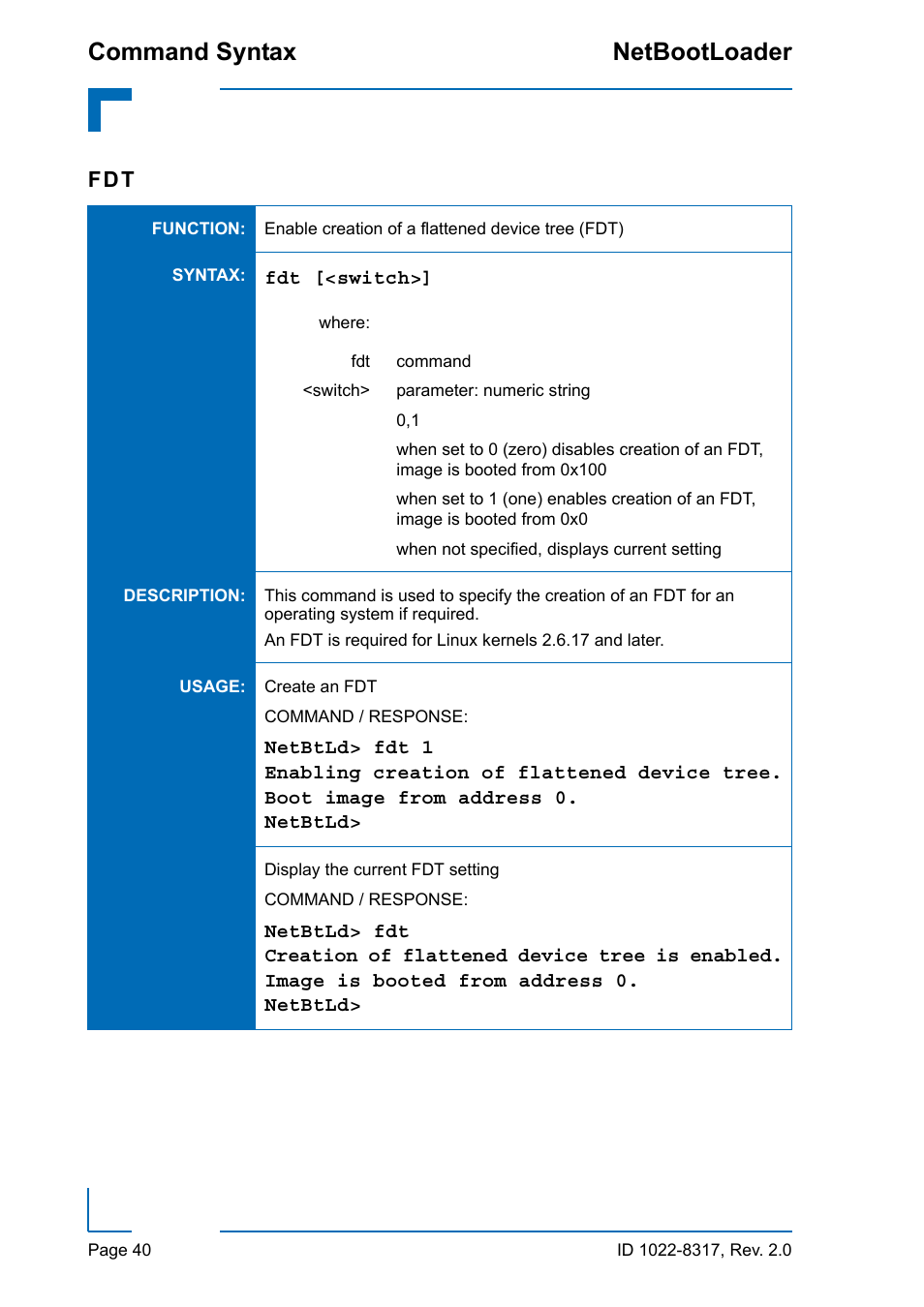 Command syntax netbootloader | Kontron NetBootLoader User Manual | Page 48 / 86