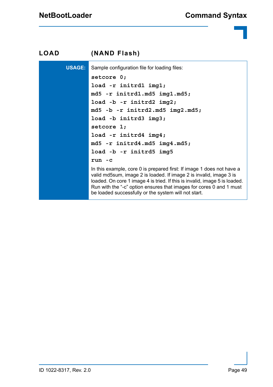 Command syntax netbootloader | Kontron NetBootLoader User Manual | Page 57 / 86