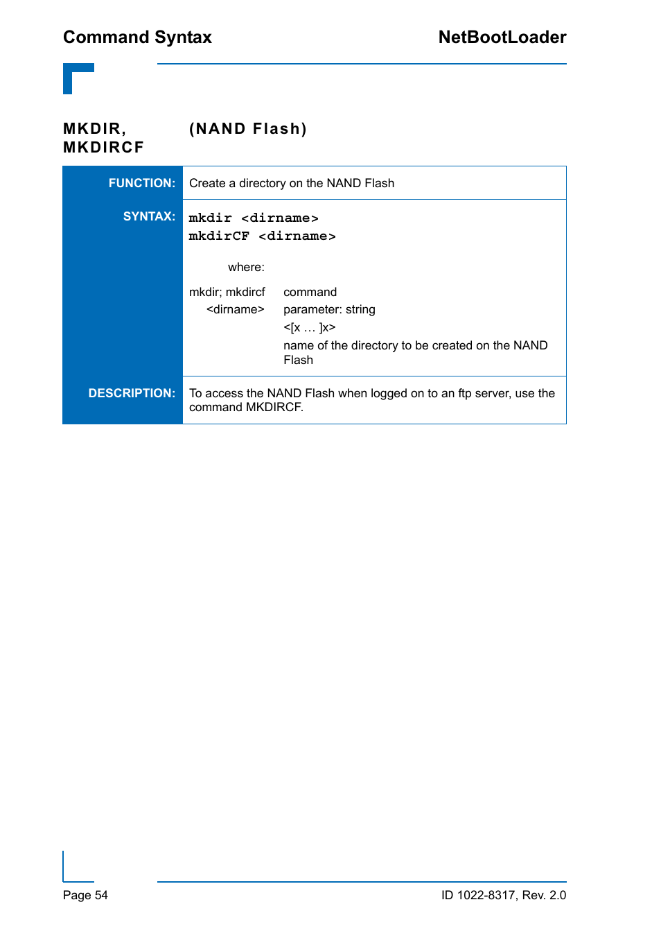 Command syntax netbootloader | Kontron NetBootLoader User Manual | Page 62 / 86