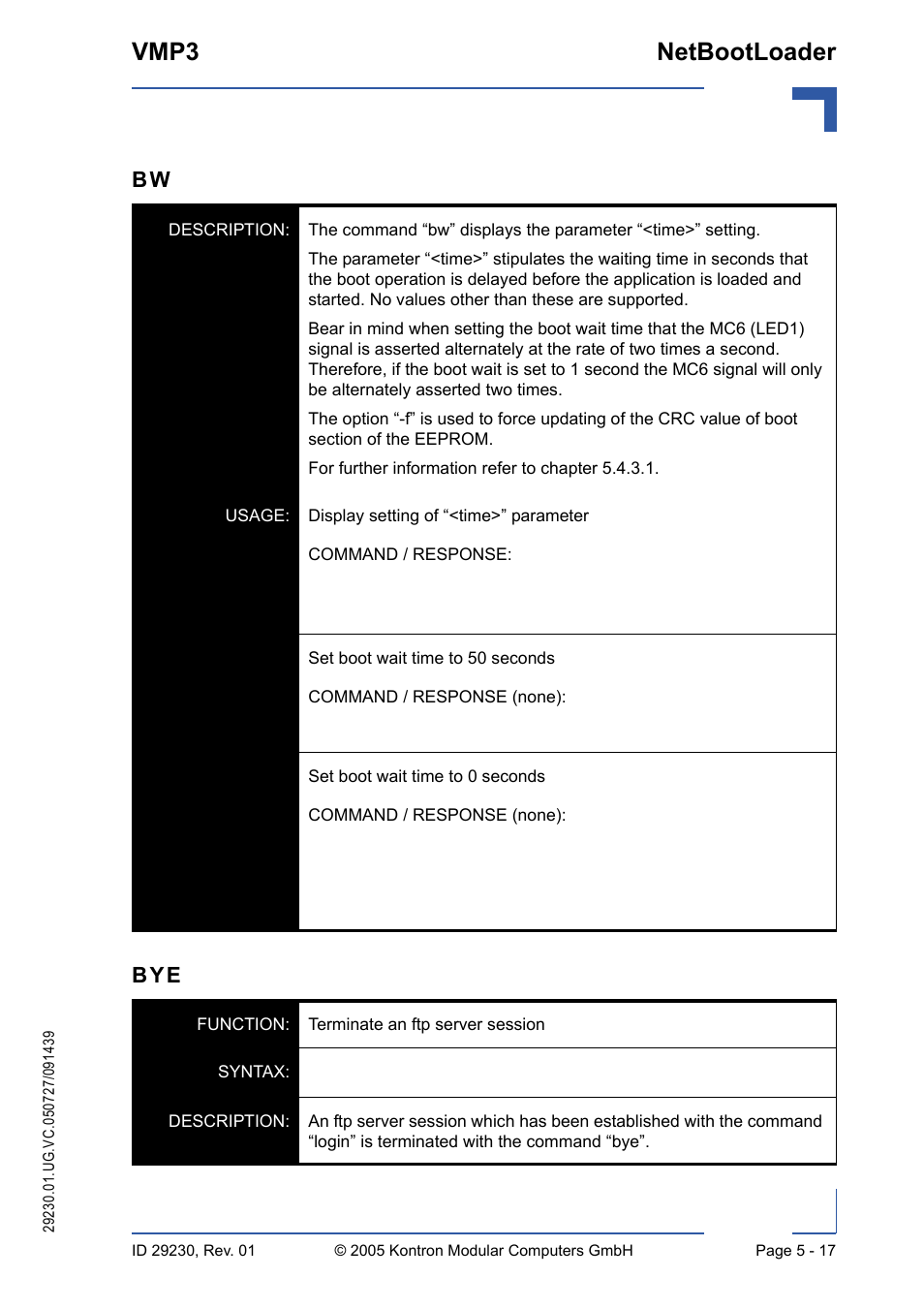 Vmp3 netbootloader | Kontron VMP3 User Manual | Page 101 / 154