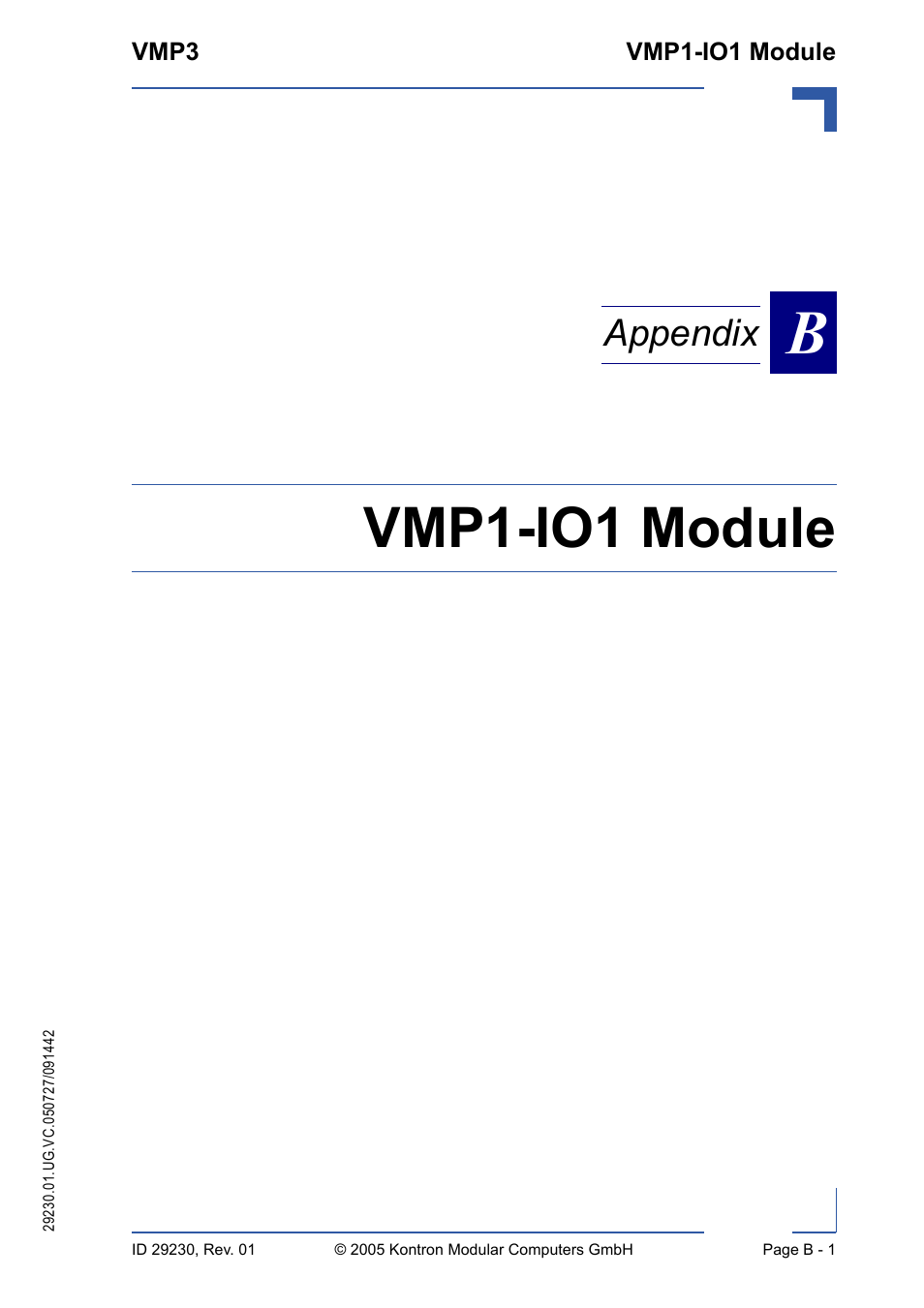 Vmp1-io1 module, Appendix | Kontron VMP3 User Manual | Page 137 / 154