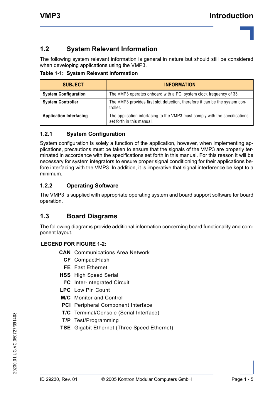 2 system relevant information, 1 system configuration, 2 operating software | 3 board diagrams, 2 system relevant information - 5, System configuration - 5, Operating software - 5, 3 board diagrams - 5, System relevant information - 5, Vmp3 introduction | Kontron VMP3 User Manual | Page 25 / 154