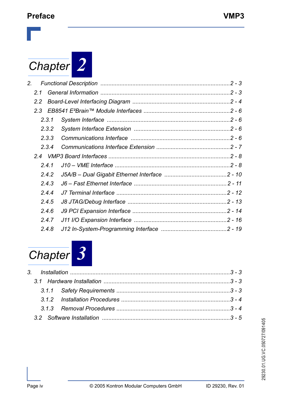 Chapter | Kontron VMP3 User Manual | Page 4 / 154