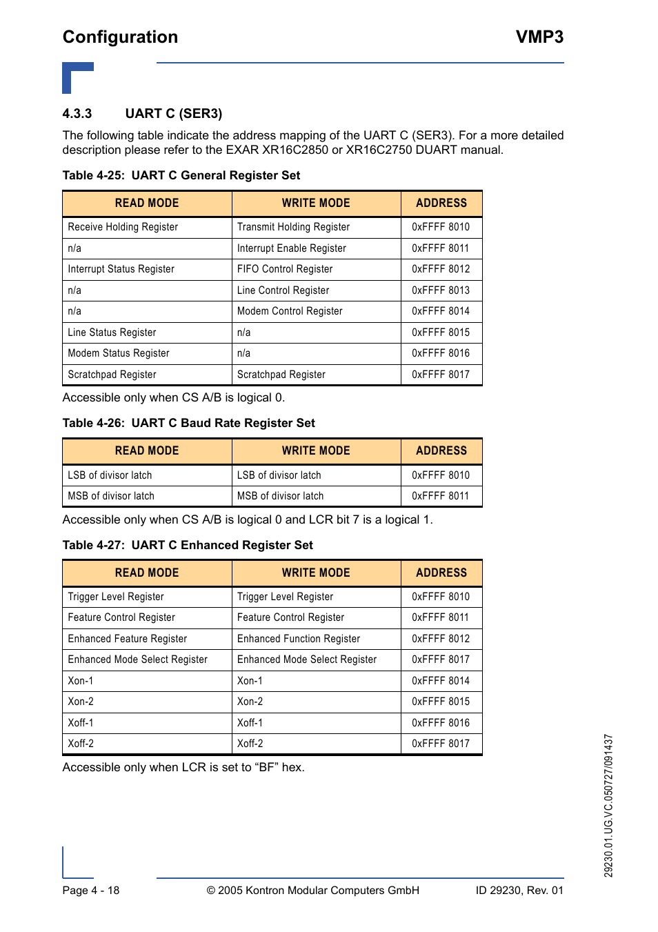 3 uart c (ser3), Uart c (ser3) - 18, Configuration vmp3 | Kontron VMP3 User Manual | Page 78 / 154