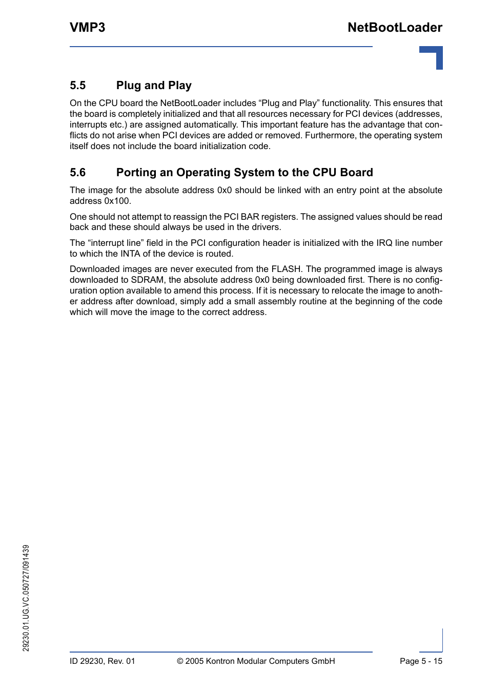 5 plug and play, 6 porting an operating system to the cpu board, Vmp3 netbootloader | Kontron VMP3 User Manual | Page 99 / 154