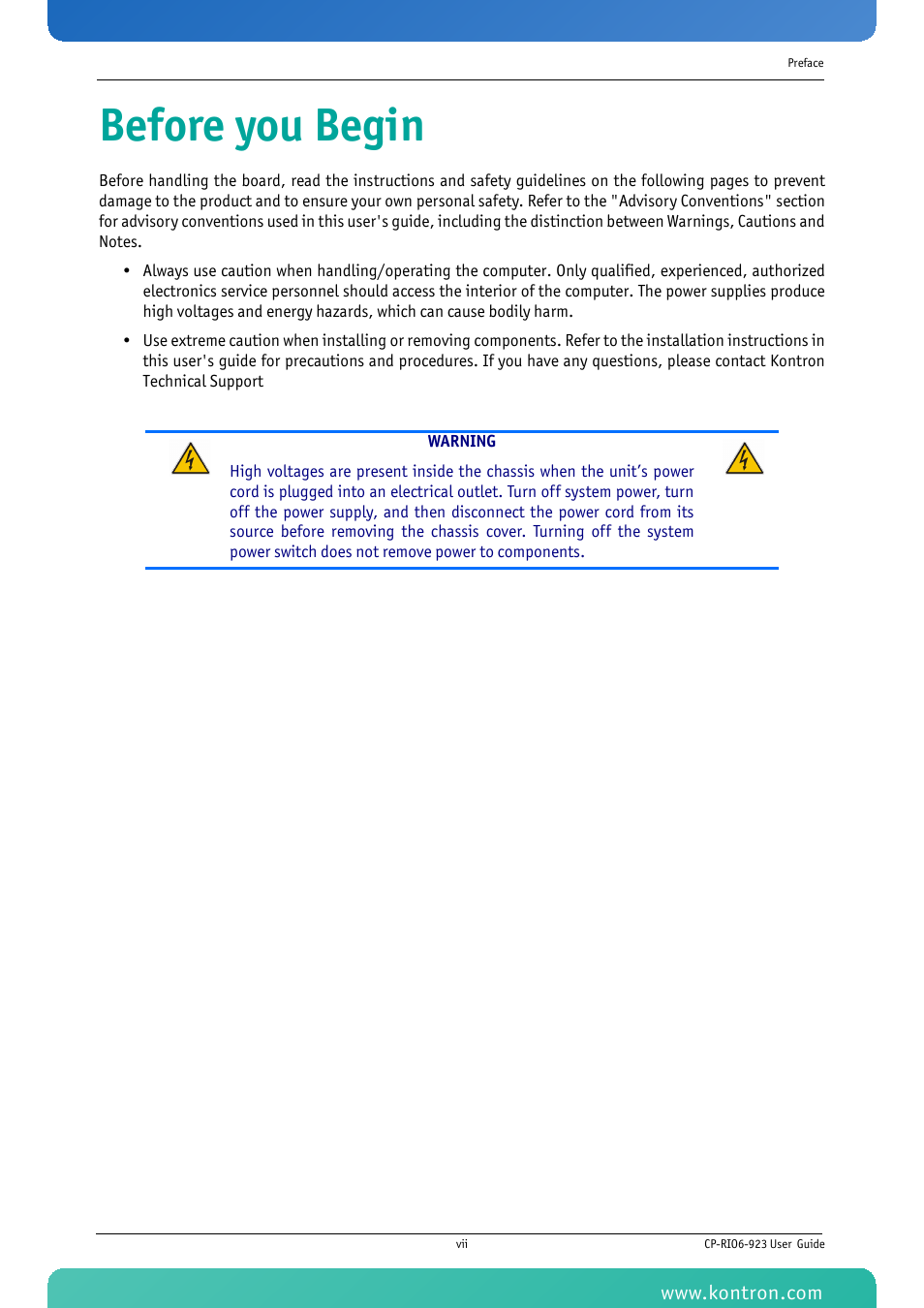 Before you begin | Kontron CP-RIO6-923 User Manual | Page 7 / 32