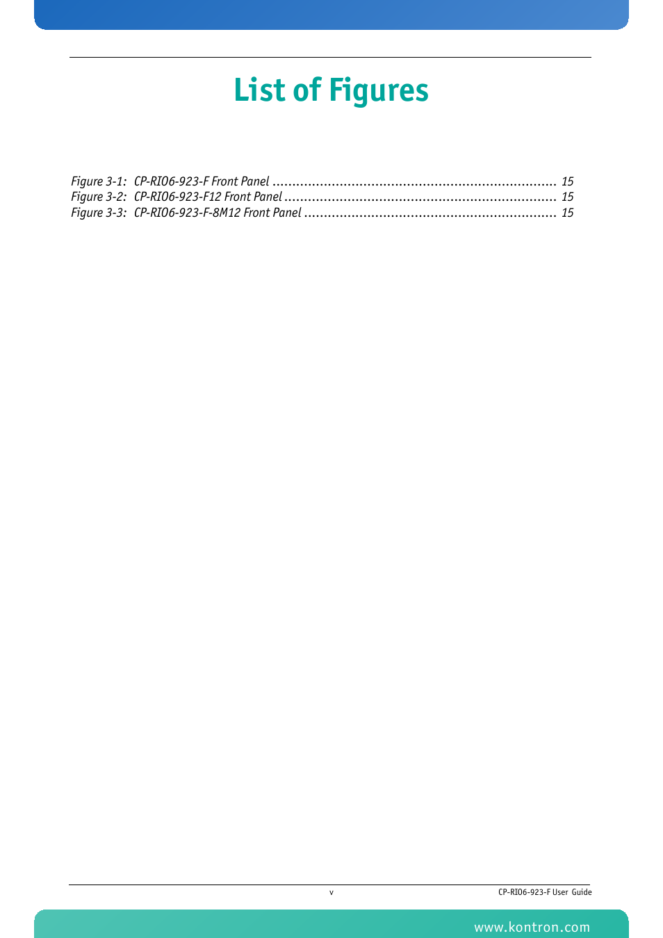 List of figures | Kontron CP-RIO6-923-F User Manual | Page 5 / 32