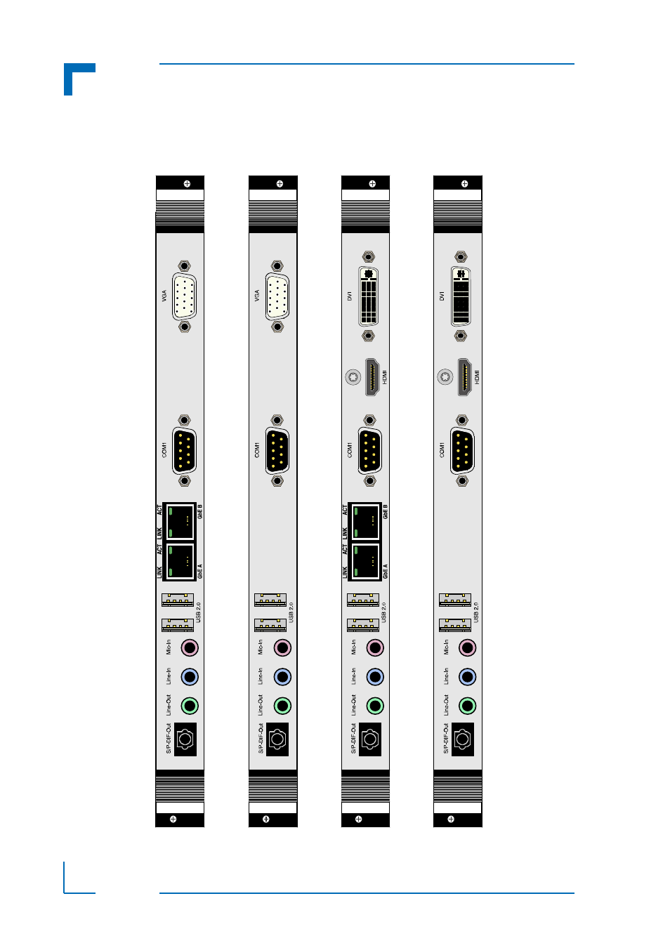 2 front panels, Front panels - 6, Introduction cp-rio6-ax/bx | Kontron CP-RIO6-A216 User Manual | Page 20 / 28