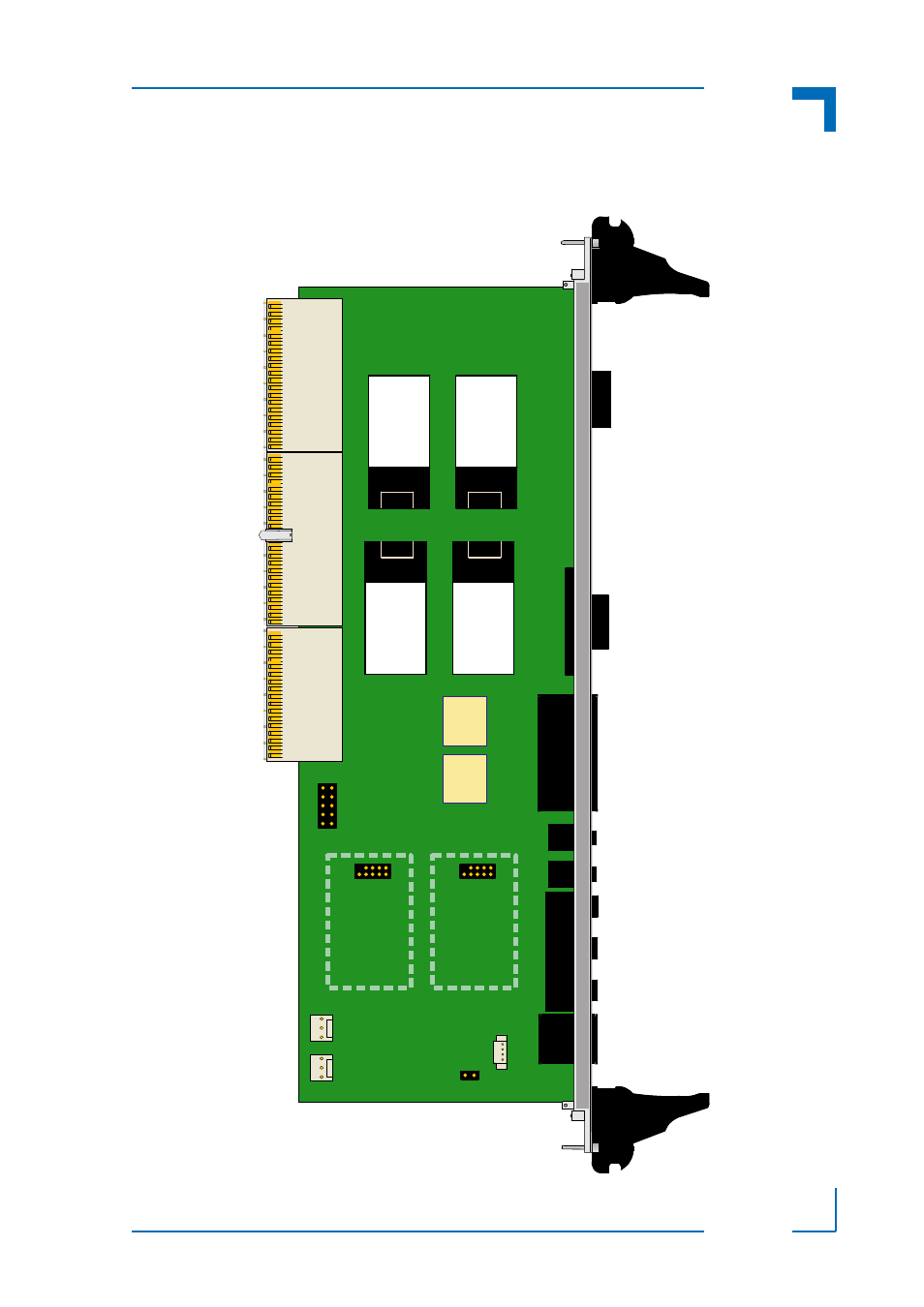 3 board layout, Board layout - 7, Cp-rio6-ax/bx introduction | Figure 1-4: cp-rio6-a board layout – front view | Kontron CP-RIO6-A216 User Manual | Page 21 / 28