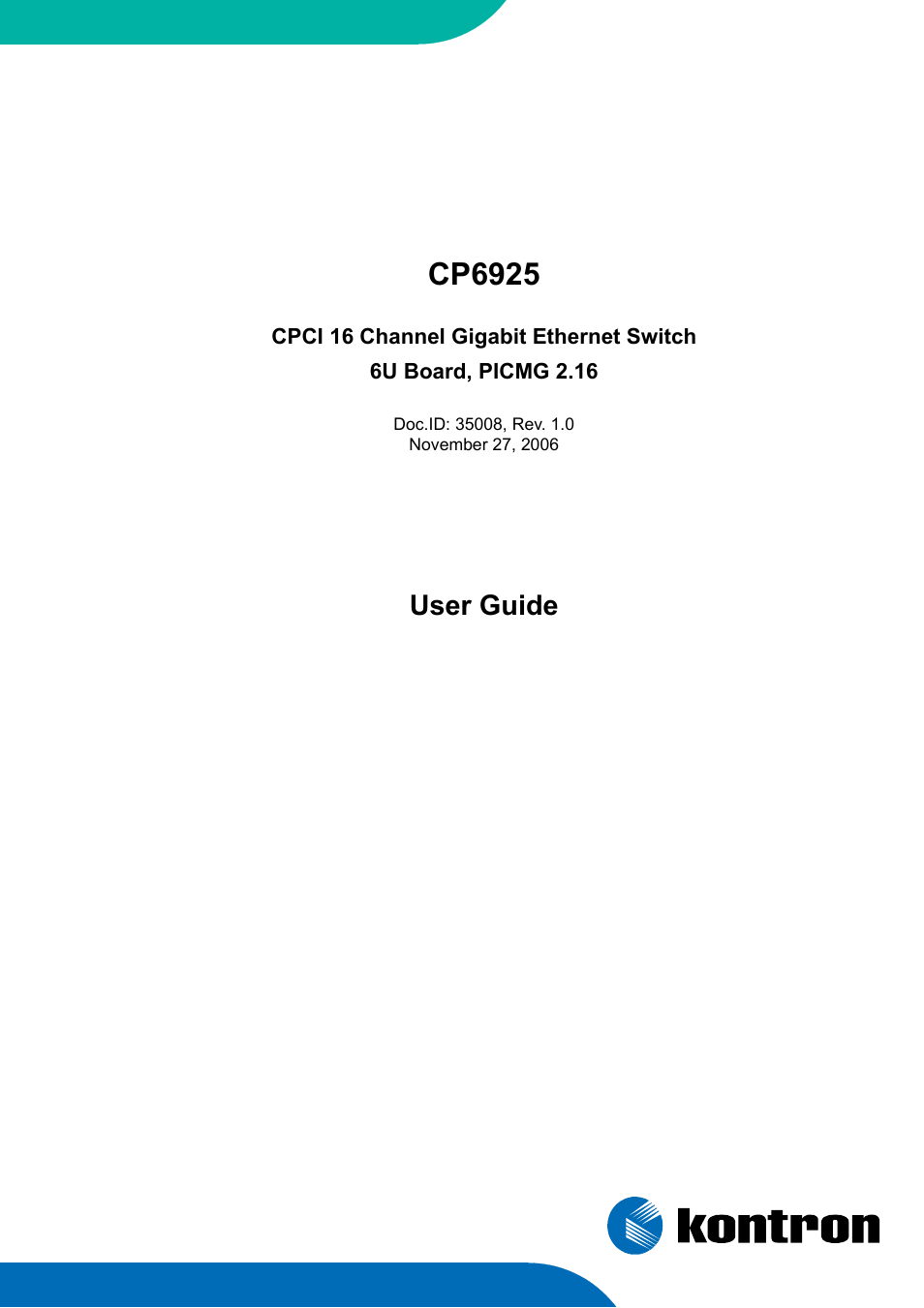 Kontron CP6925 User Manual | 42 pages