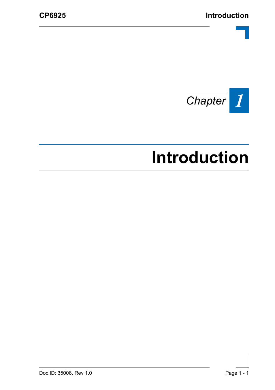 Introduction, Chapter | Kontron CP6925 User Manual | Page 15 / 42
