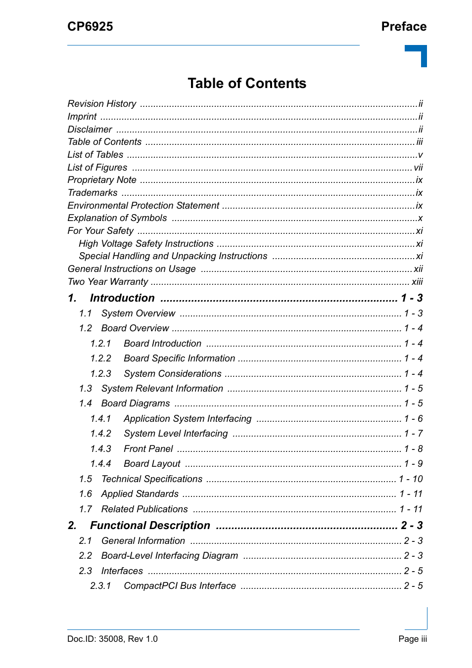 Kontron CP6925 User Manual | Page 3 / 42