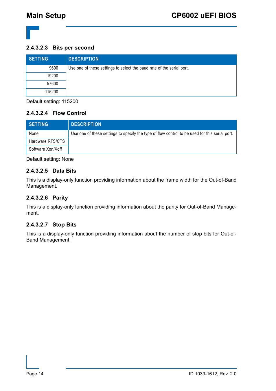 Main setup cp6002 uefi bios | Kontron CP6002 uEFI BIOS User Manual | Page 20 / 76