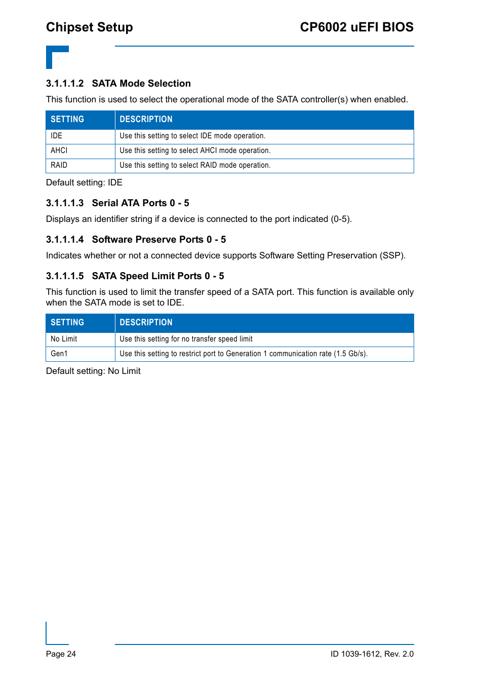 Chipset setup cp6002 uefi bios | Kontron CP6002 uEFI BIOS User Manual | Page 30 / 76