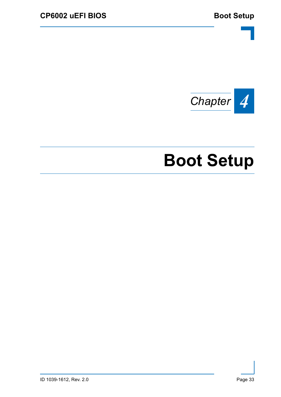 Boot setup | Kontron CP6002 uEFI BIOS User Manual | Page 39 / 76