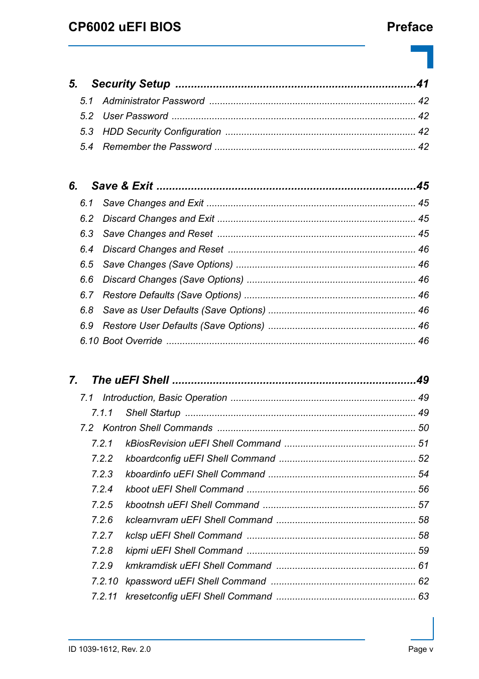 Cp6002 uefi bios preface | Kontron CP6002 uEFI BIOS User Manual | Page 5 / 76