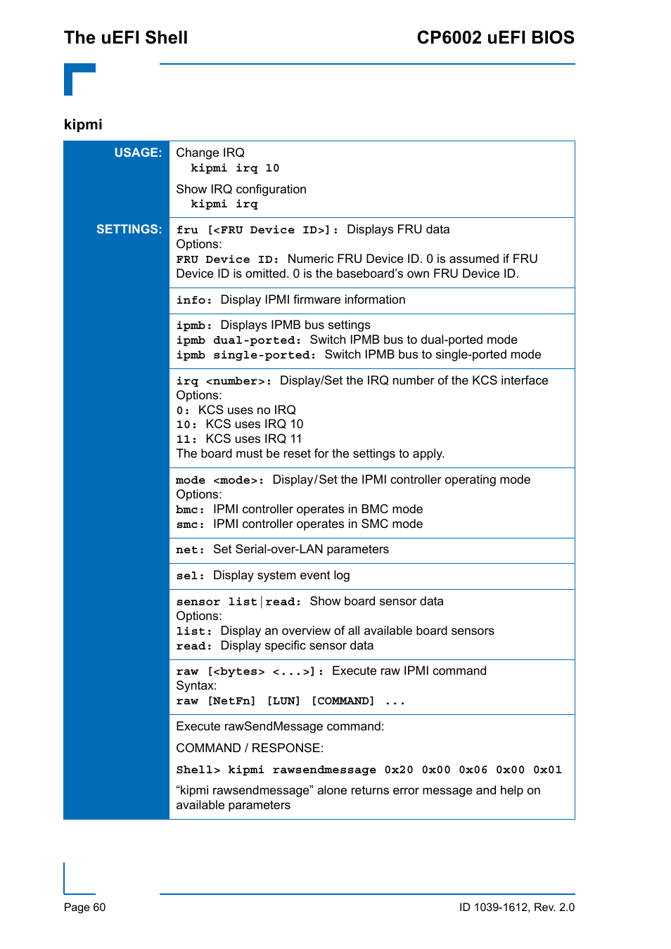 The uefi shell cp6002 uefi bios | Kontron CP6002 uEFI BIOS User Manual | Page 66 / 76