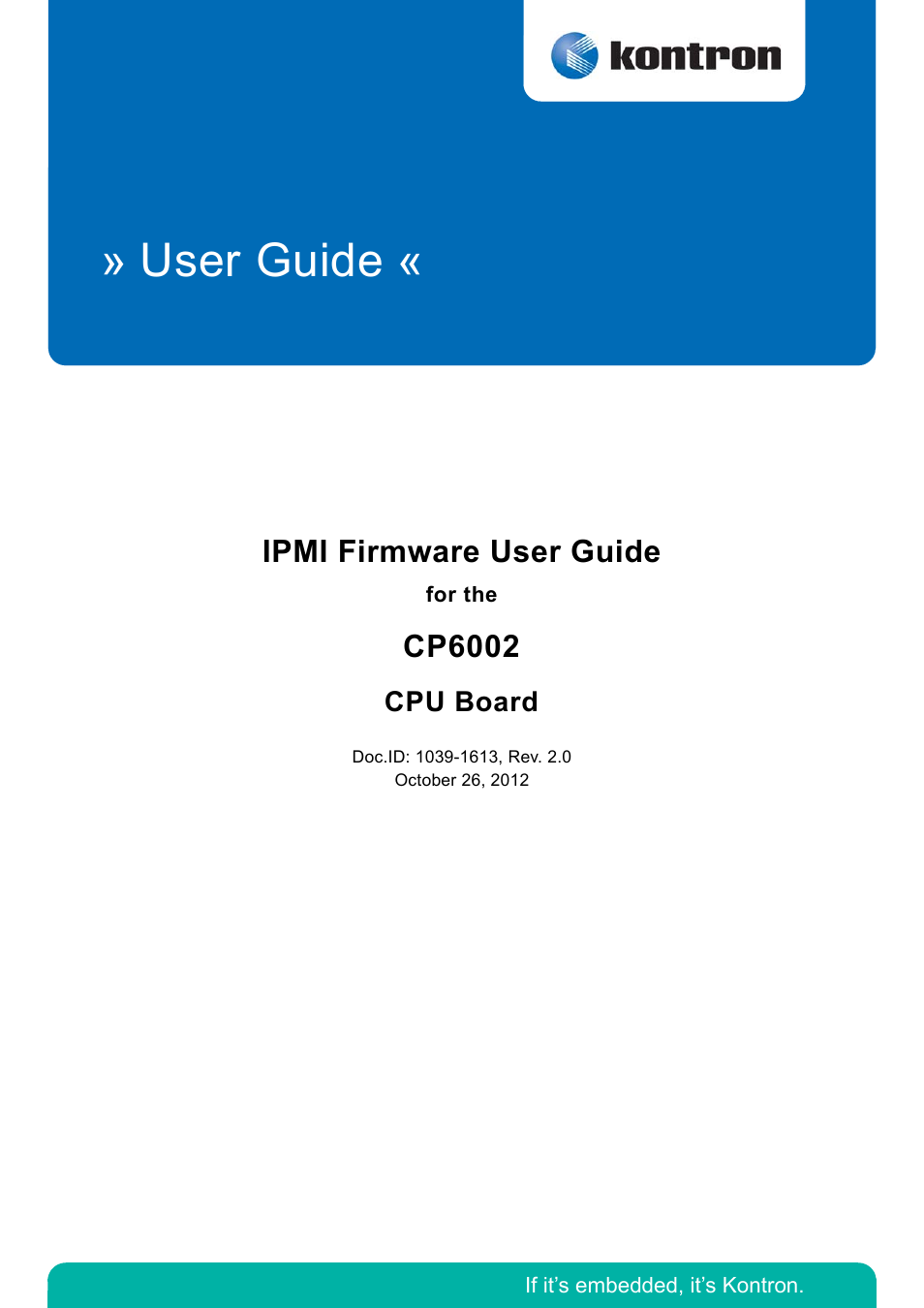 Kontron CP6002 IPMI User Manual | 40 pages