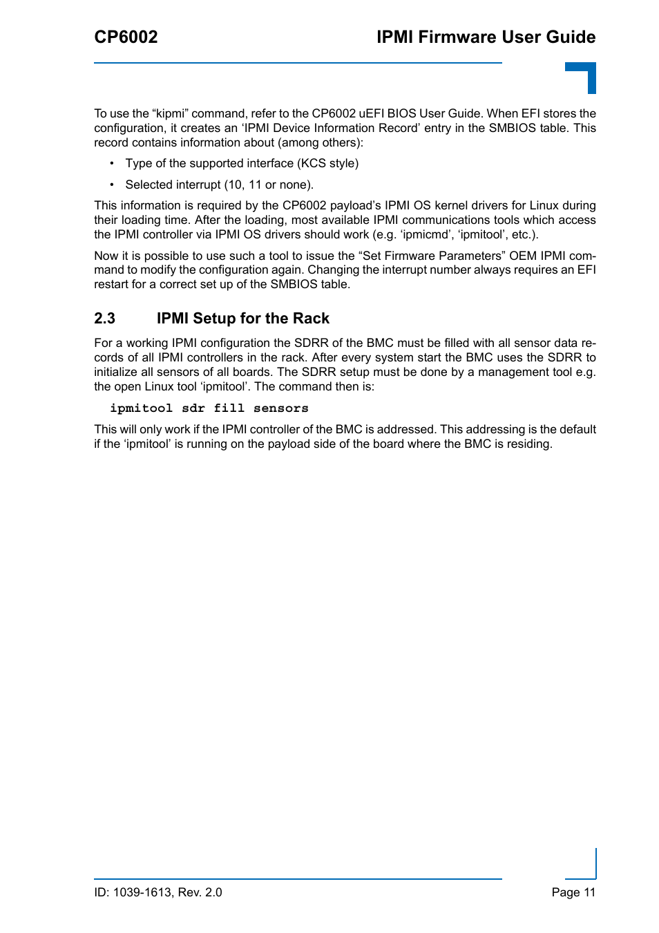 3 ipmi setup for the rack, Cp6002 ipmi firmware user guide | Kontron CP6002 IPMI User Manual | Page 11 / 40