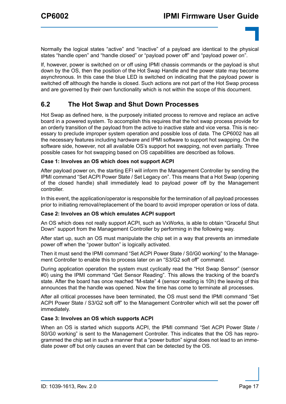 2 the hot swap and shut down processes, Cp6002 ipmi firmware user guide | Kontron CP6002 IPMI User Manual | Page 17 / 40