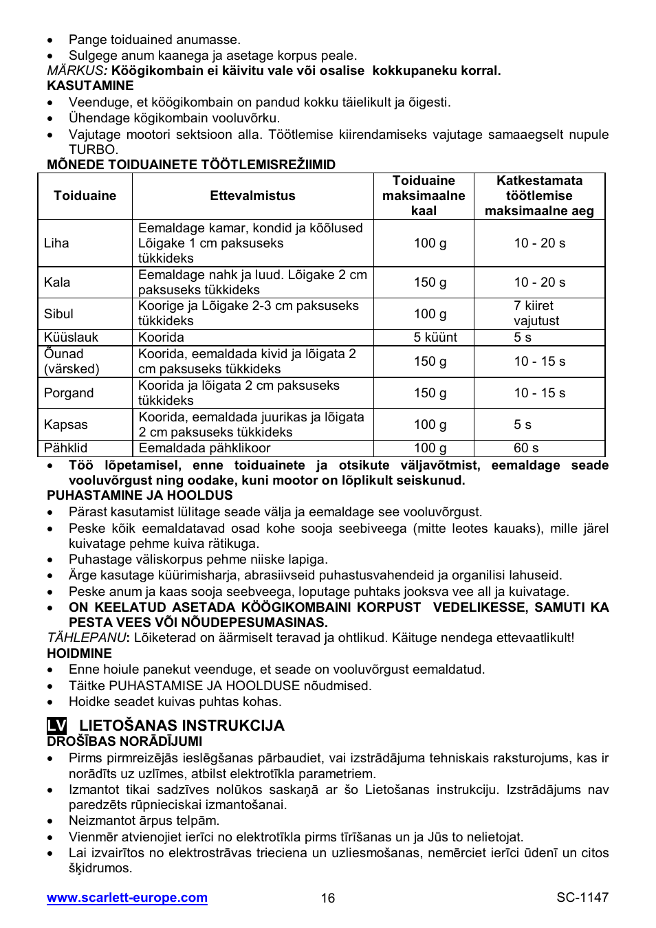 Scarlett SC-1147 User Manual | Page 16 / 25