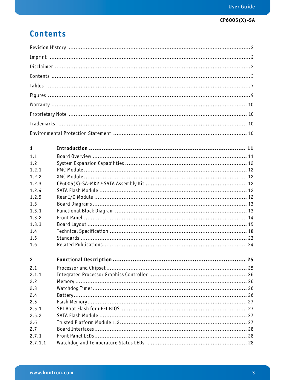 Kontron CP6005X-SA User Manual | Page 3 / 24