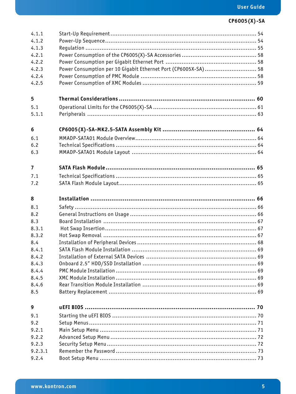 Kontron CP6005X-SA User Manual | Page 5 / 24