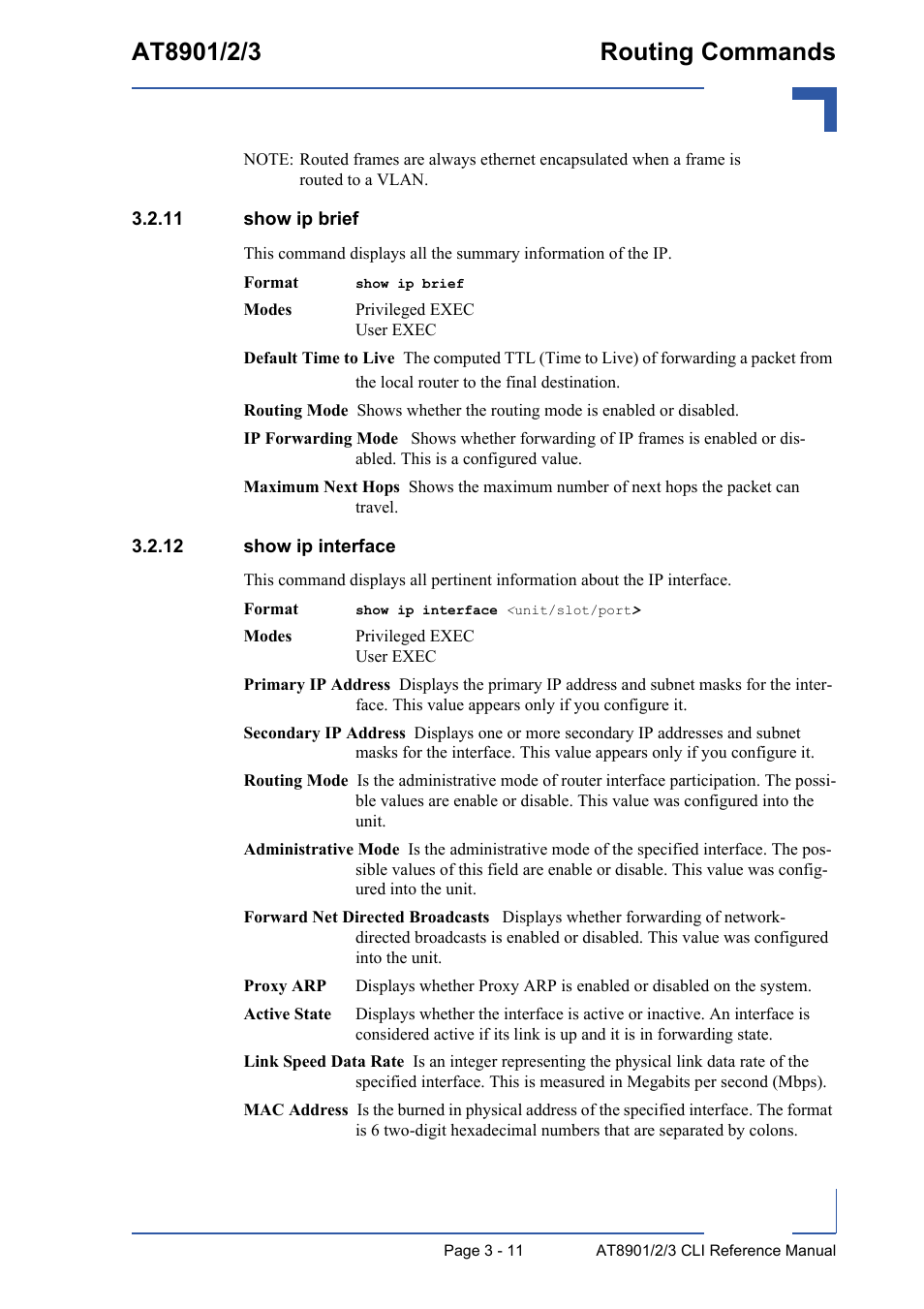 11 show ip brief, 12 show ip interface | Kontron AT890X Full-Size CLI User Manual | Page 123 / 304