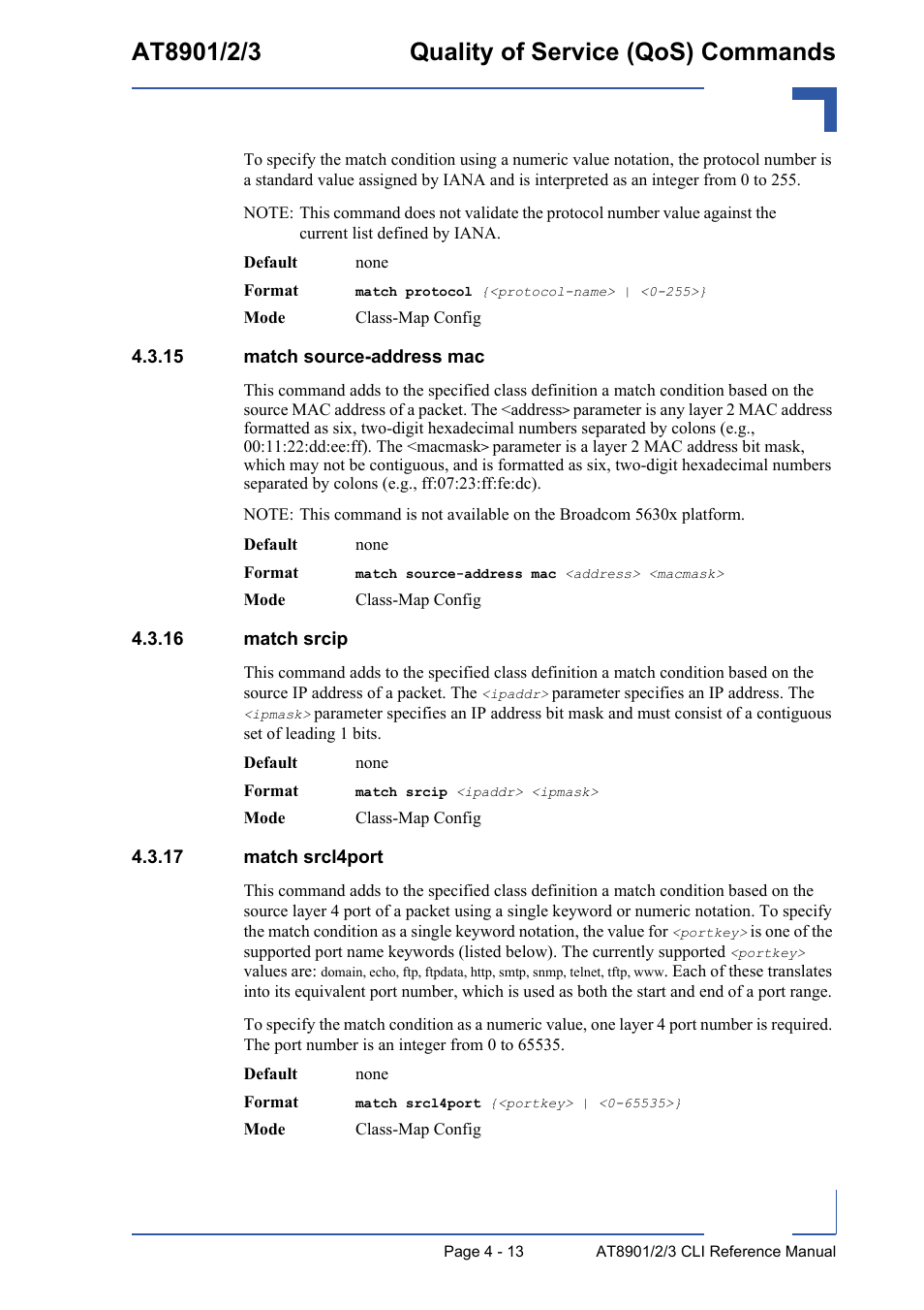 15 match source-address mac, 16 match srcip, 17 match srcl4port | Kontron AT890X Full-Size CLI User Manual | Page 179 / 304